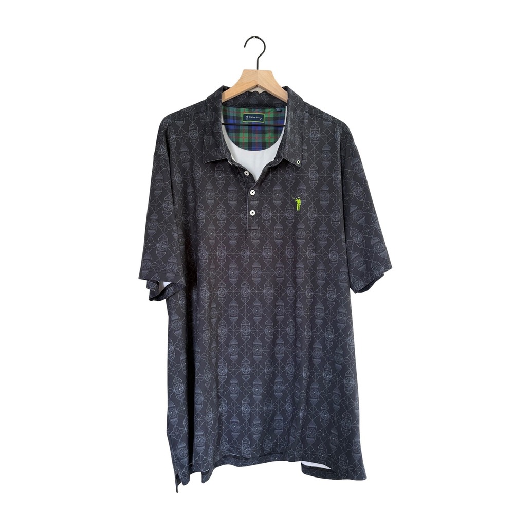 William Murray Golf Polo Shirt Mens XXXL Gray Geometric Stained Glass Print 3XL